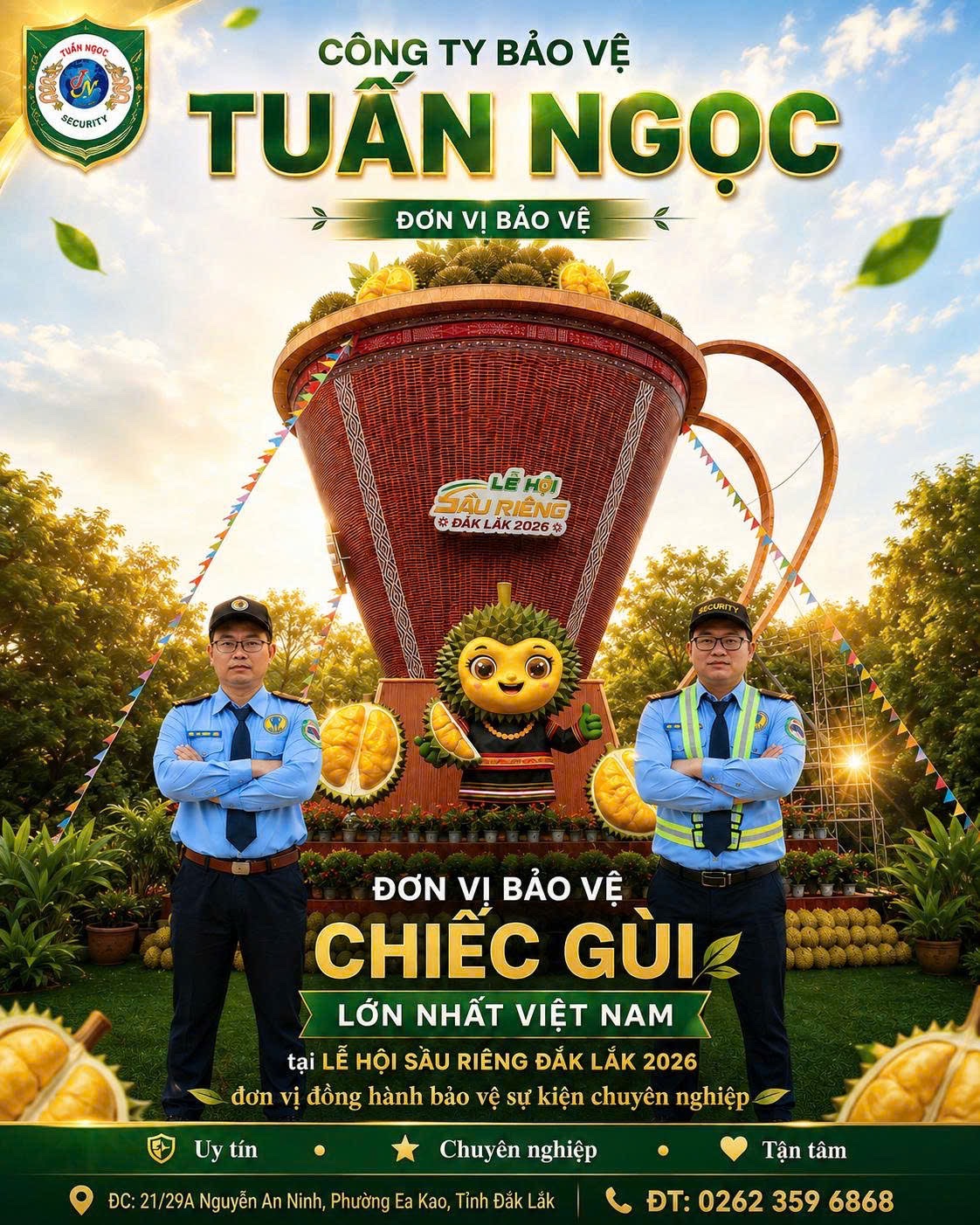 BẢO VỆ GÙI SẦU RIÊNG ĐẮK LẮK 2026 LỚN NHẤT   VIỆT NAM